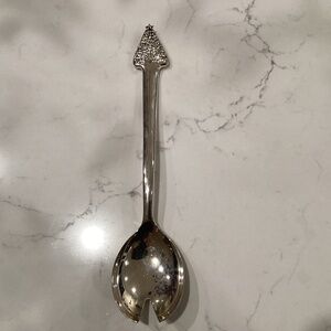Christmas tree serving fork /spoon silver tone